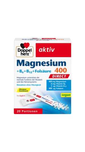 Granulés directs Magnésium 400 + Vitamines B6 + B12 + Acide folique 20 pièces, 24 g
